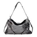 Gray Leather Shoulder Bag