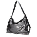 Gray Leather Shoulder Bag