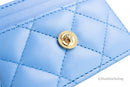 Versace Mini Medusa DV Blue Quilted Smooth Nappa Leather Card Case Wallet