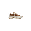 Beige Leather Platform Sneakers