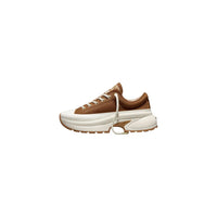 Beige Leather Platform Sneakers
