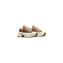 Beige Leather Platform Sneakers