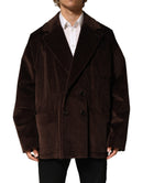 Brown Double Breasted Corduroy Blazer Jacket