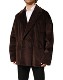 Brown Double Breasted Corduroy Blazer Jacket