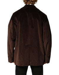 Brown Double Breasted Corduroy Blazer Jacket