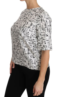 White Musical Instruments Print Blouse
