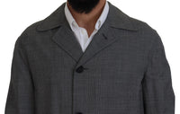 Gray Wool Plaid Long Trench Coat Jacket Trench Coat Jacket