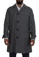 Gray Wool Plaid Long Trench Coat Jacket Trench Coat Jacket