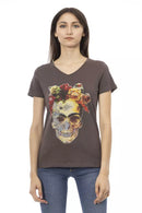 Brown Cotton Women T-Shirt