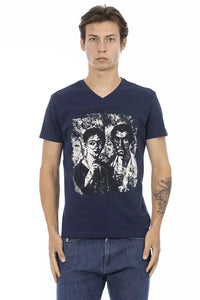 Blue Cotton Men T-Shirt