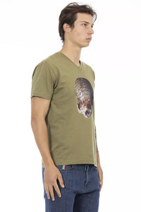 Green Cotton Men T-Shirt