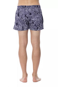 Blue Polyester Men's Swimwear