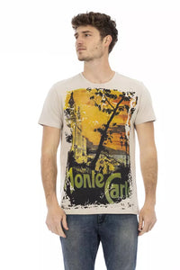 Beige Cotton Men T-Shirt
