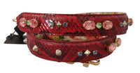 Red Exotic Leather Crystals Reversible Shoulder Strap