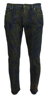 Blue Green Skinny Cotton Denim Jeans