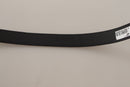 Black Calf Canvas Silver Tone Logo Metal Belt