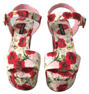 Multicolor floral print Wedges Floral Ankle Strap Sandals