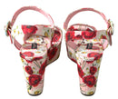 Multicolor floral print Wedges Floral Ankle Strap Sandals
