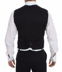 Black Cotton Viscose Dress Vest Blazer