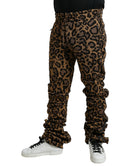 Brown Leopard Jacquard Jogger Pants