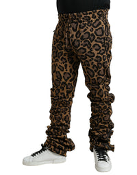 Brown Leopard Jacquard Jogger Pants