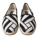 Black White Stripes Slip On Espadrille Shoes