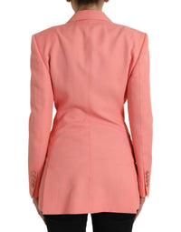 Pink Polyester Single Breasted Blazer Jacket