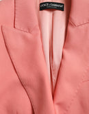 Pink Polyester Single Breasted Blazer Jacket