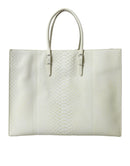 White Yellow Exotic Skin Leather Shopping Tote PAPIER Bag
