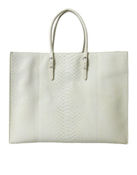 White Yellow Exotic Skin Leather Shopping Tote PAPIER Bag