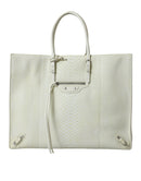White Yellow Exotic Skin Leather Shopping Tote PAPIER Bag
