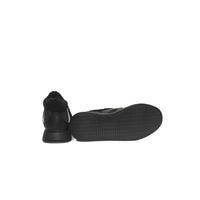 Black Cowhide Women Platform Sneaker