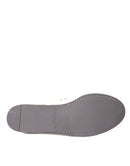 White Gray Leather Slip Mocassin Shoes Loafer