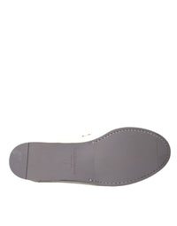 White Gray Leather Slip Mocassin Shoes Loafer