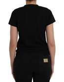 Black Cotton Logo Print Crew Neck Short Sleeves T-shirt