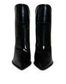 Black Patent Leather Pointed Ankle Boots Shoes