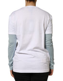 White Cotton Logo Print Round Neck T-shirt