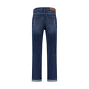 Blue Cotton Straight-Leg Jeans