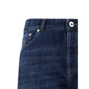 Blue Cotton Straight-Leg Jeans
