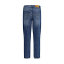 Blue Cotton Straight-Leg Jeans