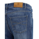 Blue Cotton Straight-Leg Jeans
