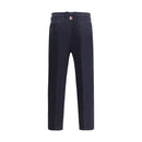 Blue Cotton Casual Pants