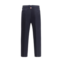 Blue Cotton Casual Pants
