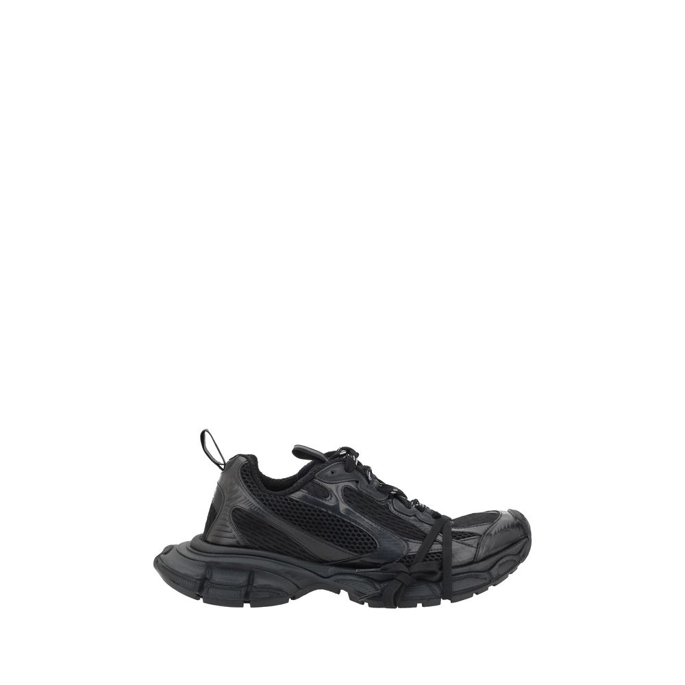 Black Polyester Athletic Sneakers
