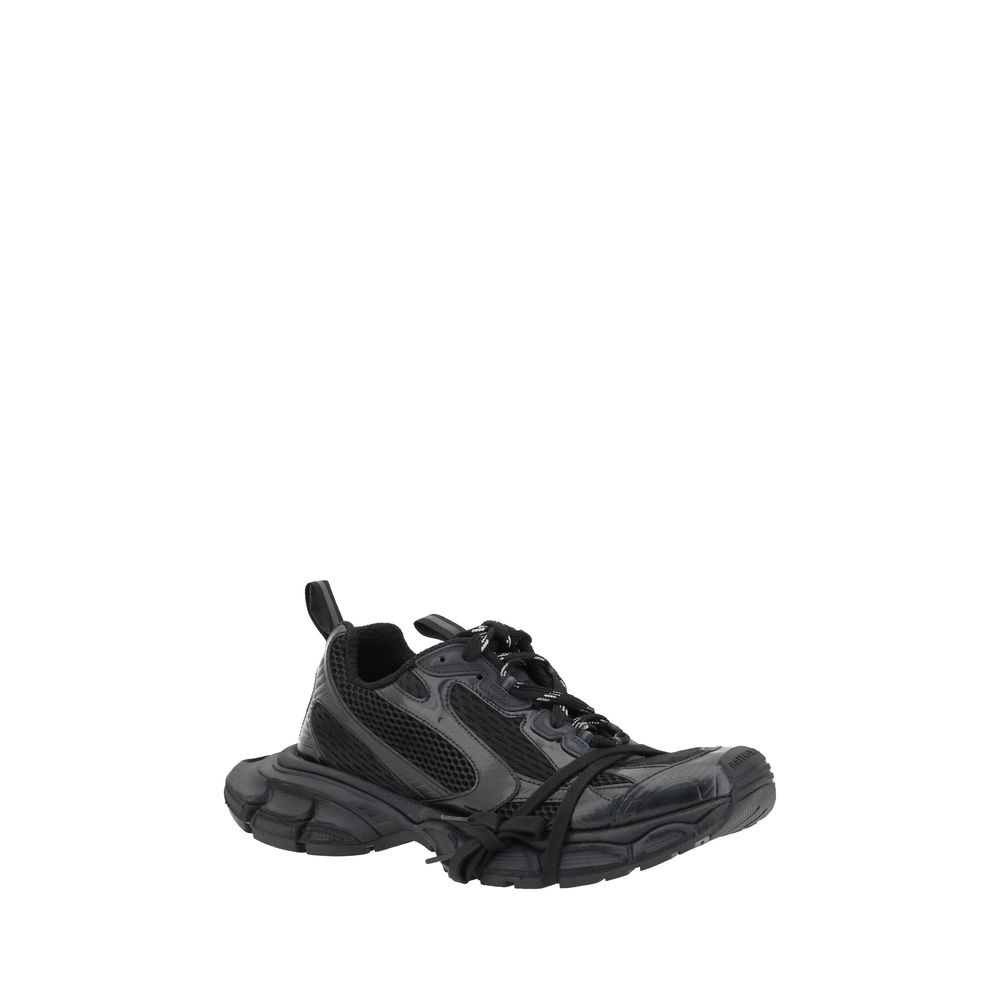 Black Polyester Athletic Sneakers