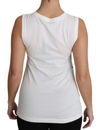 White Cotton #dgfamily Sleeveless Shirt Tank Top
