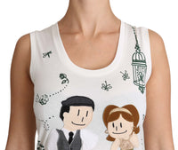 White Cotton #dgfamily Sleeveless Shirt Tank Top