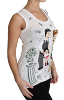 White Cotton #dgfamily Sleeveless Shirt Tank Top