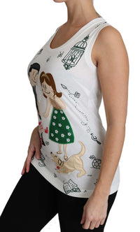 White Cotton #dgfamily Sleeveless Shirt Tank Top