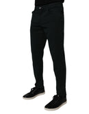 Dark Green Cotton Loose Men Denim Jeans